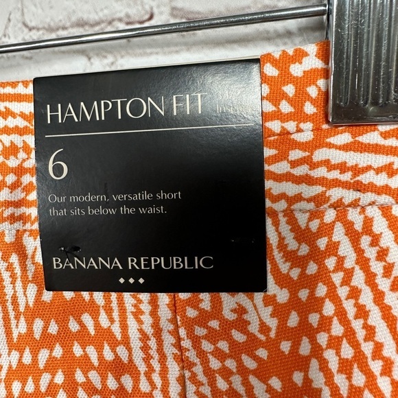 NWT Banana Republic Size 6 Hampton Fit Shorts 3" inseam Tangerine White Print - Picture 4 of 5